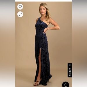 Lulu’s Formal Dress - Navy velvet material size small